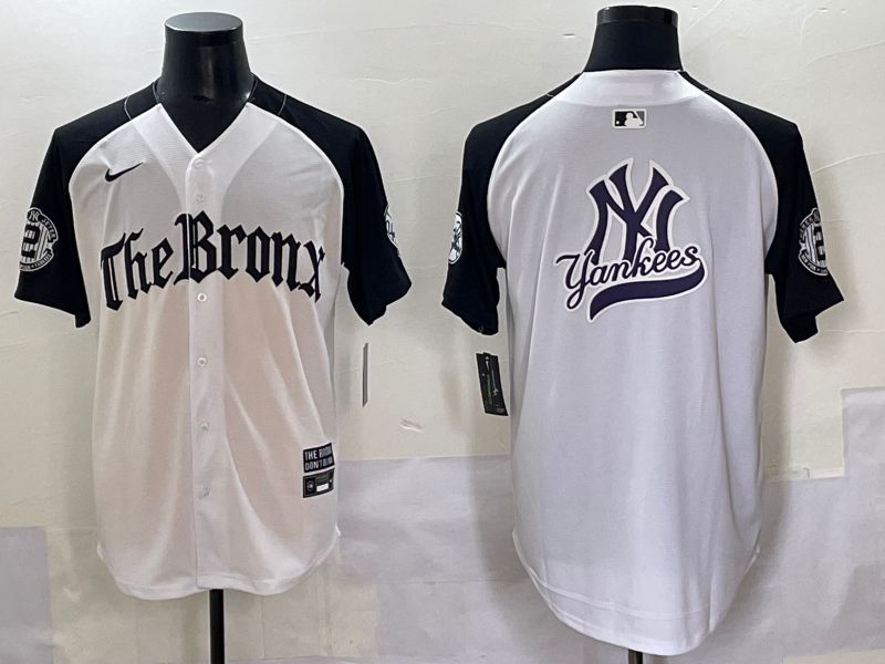 Men 2025 New York Yankees Blank White black Five generations Joint Name Nike MLB Jersey style 66->women mlb jersey->Women Jersey